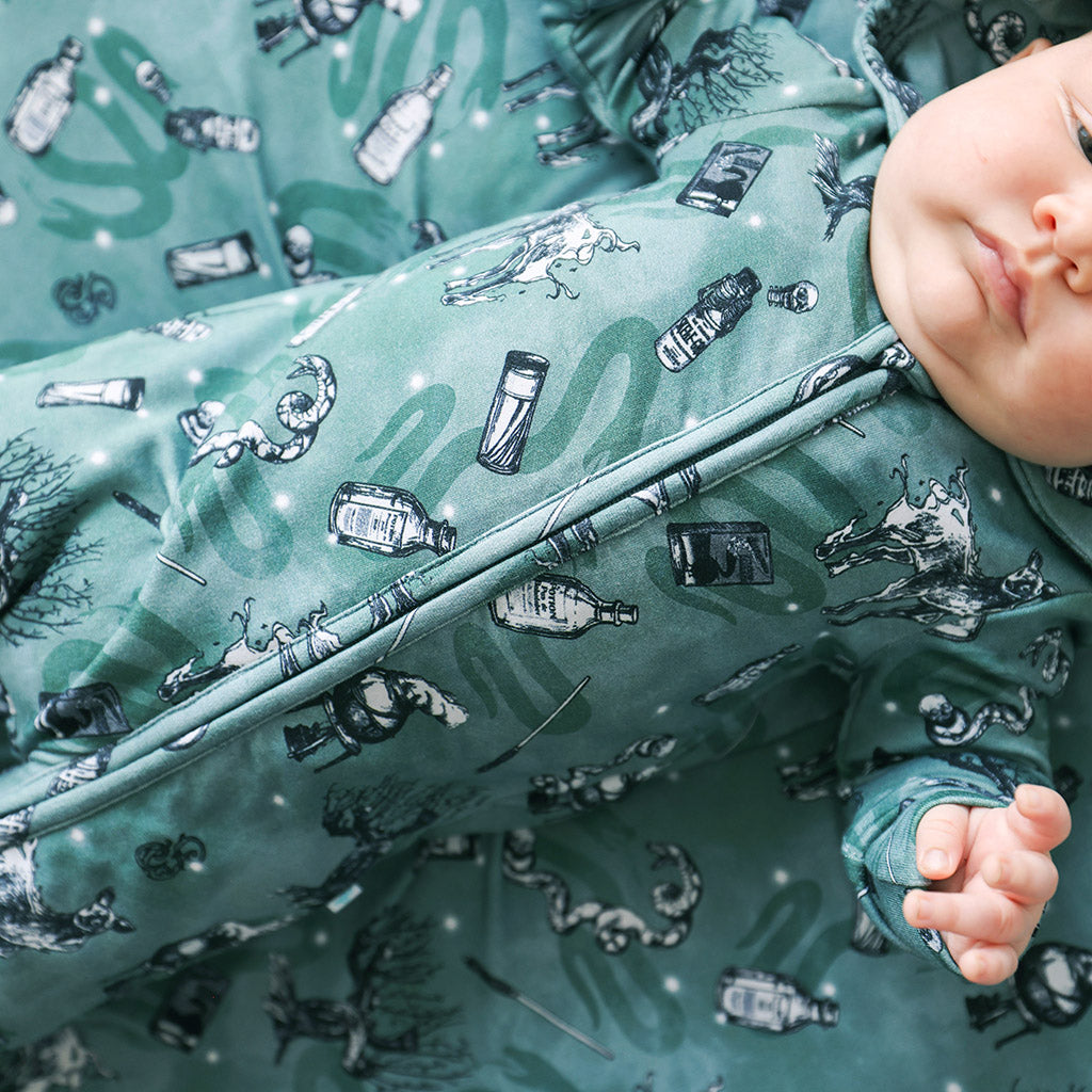 Slytherin House French Terry Zippered Hooded Romper