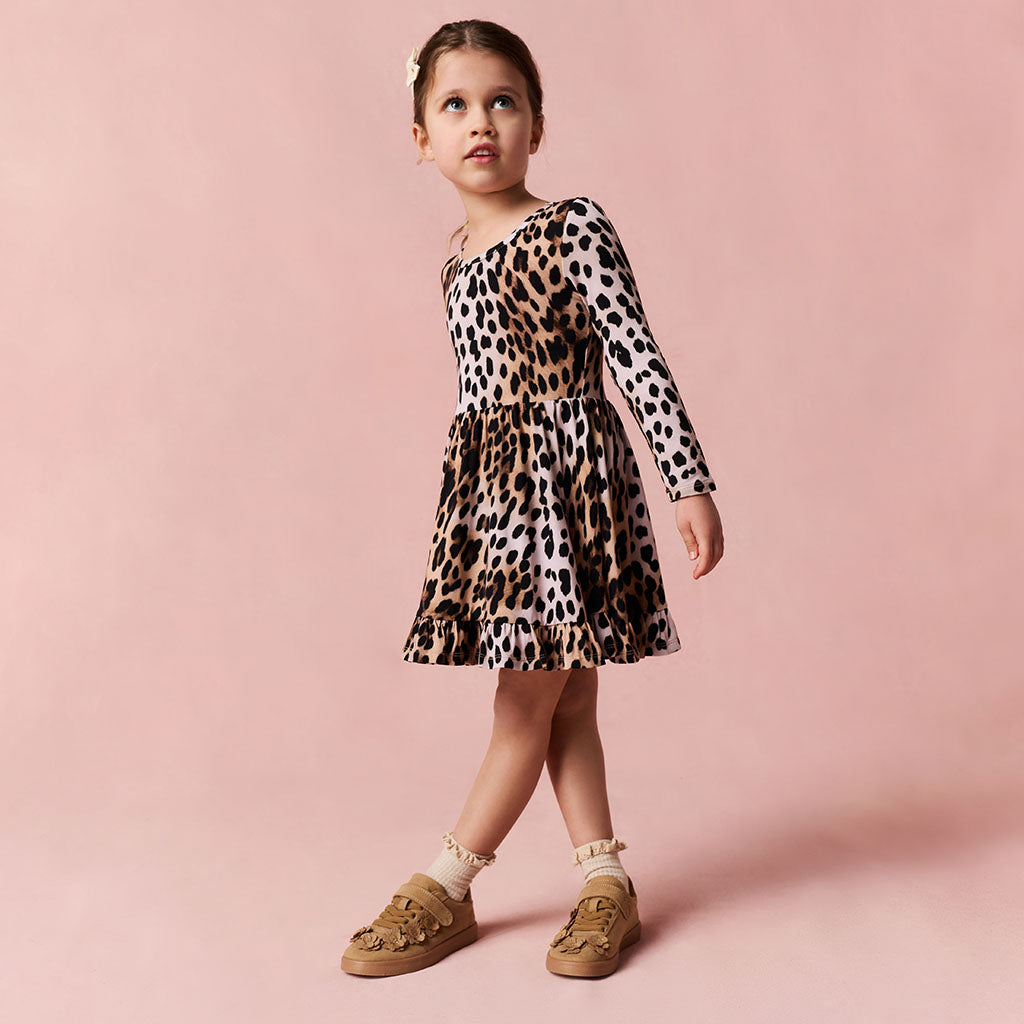 Loretta Leopard Ruffled Twirl Dress