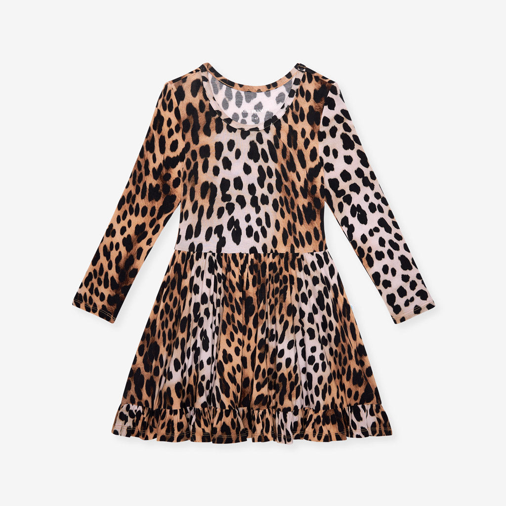 Loretta Leopard Ruffled Twirl Dress