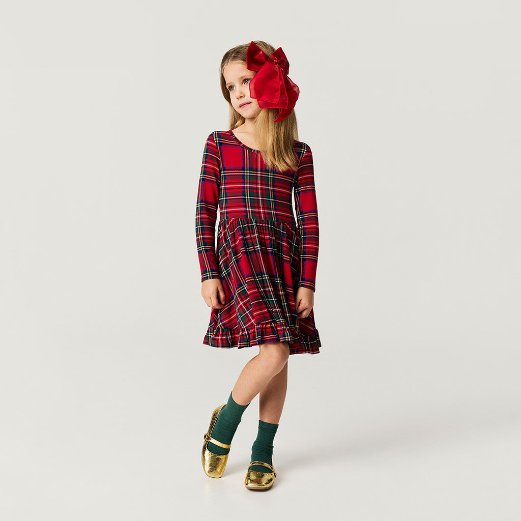 Red Tartan Plaid Ruffled Twirl Dress