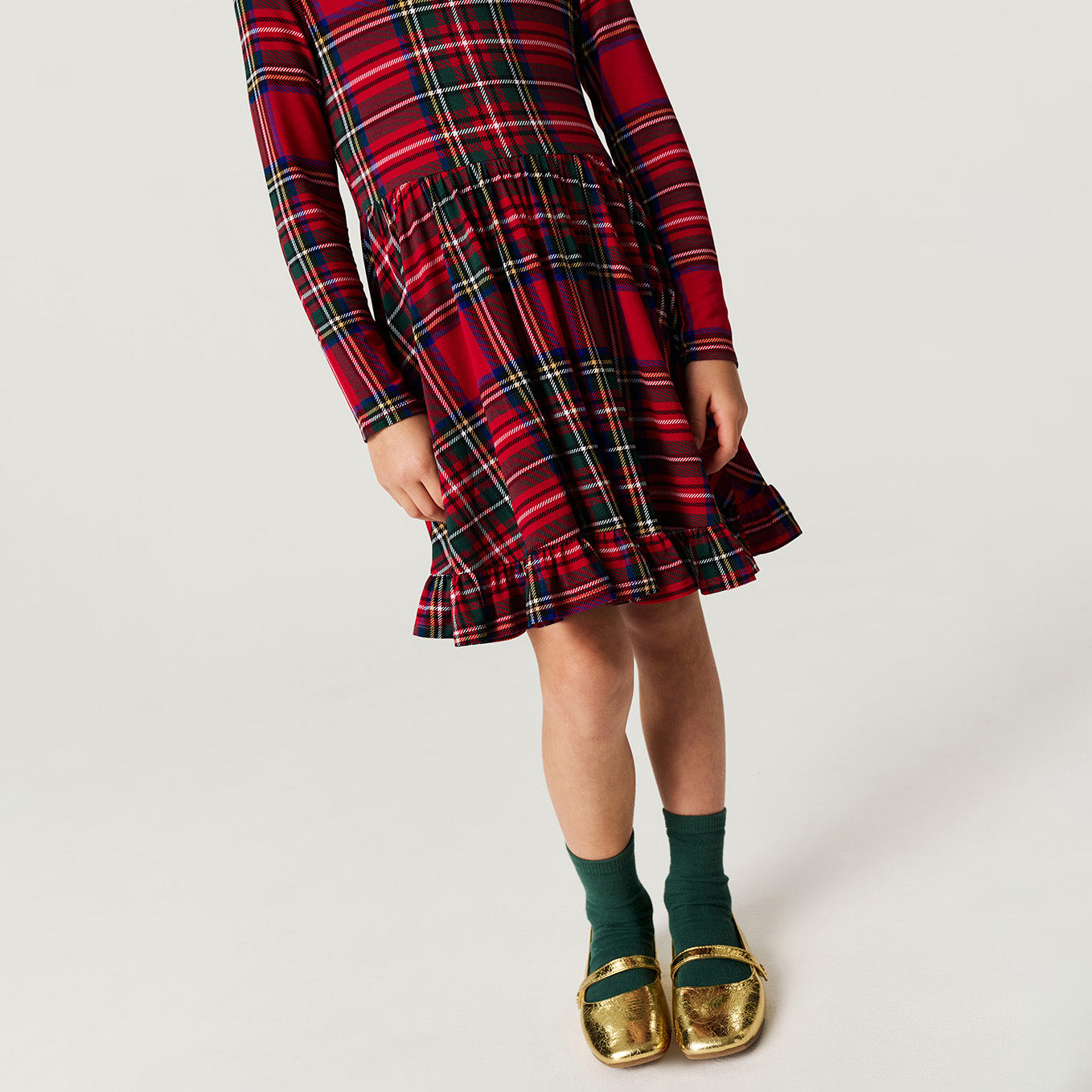 Red Tartan Plaid Ruffled Twirl Dress