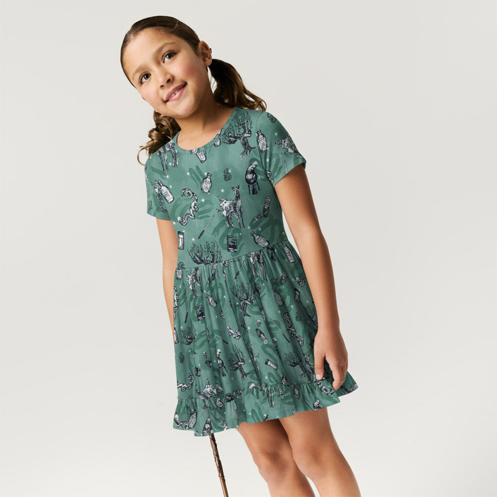 Slytherin House Ruffled Twirl Dress