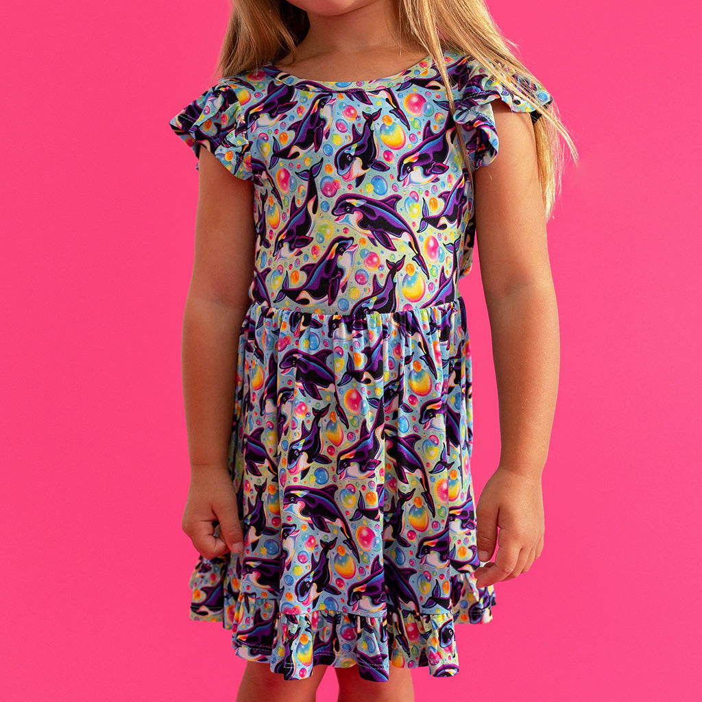 Lisa Frank® Max Splash Tie Back Ruffled Twirl Dress