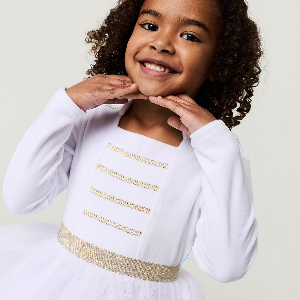 Posh Winter White Nutcracker Velour Tulle Dress