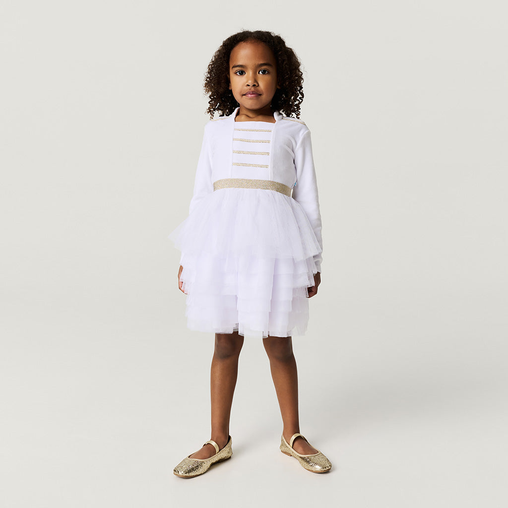 Posh Winter White Nutcracker Velour Tulle Dress