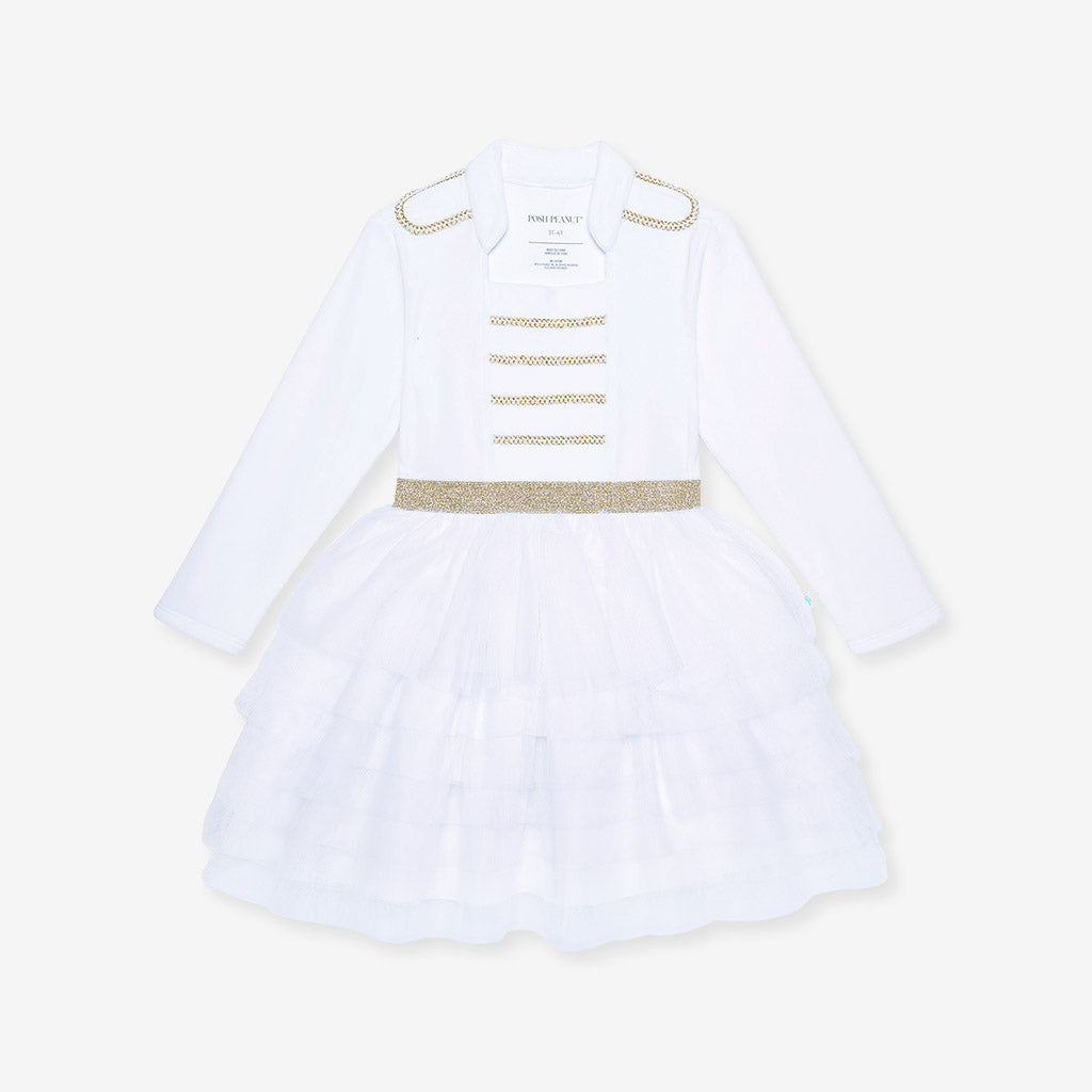 Posh Winter White Nutcracker Velour Tulle Dress