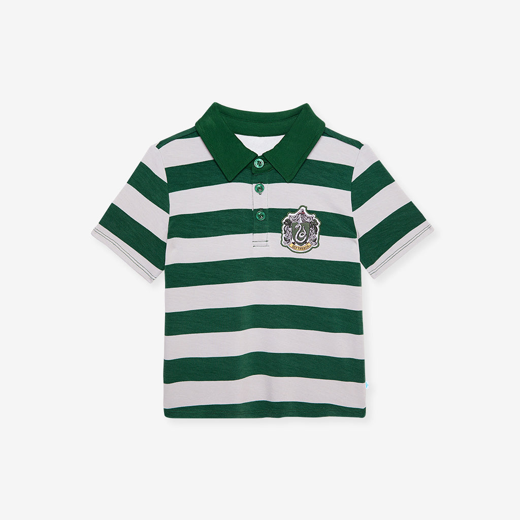 Slytherin House Stripe French Terry Polo Shirt